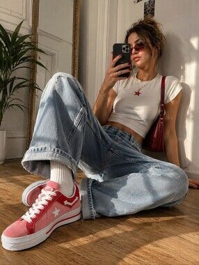 Rare MadeMe x Converse One Star Platform Pink Red Suede Sneakers Women’s 7.5